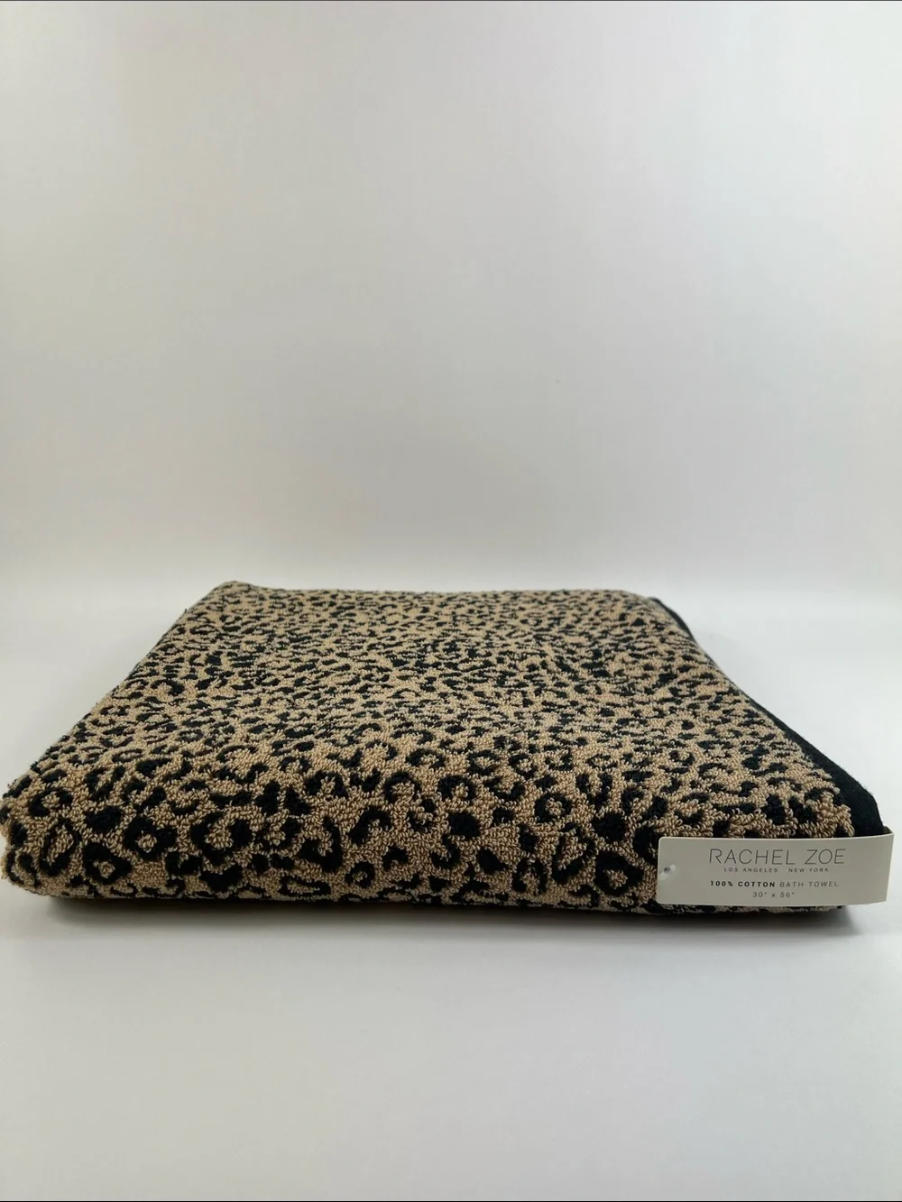 Rachel Zoe Bath Towel Leopard Cheetah Animal Print Black Brown 1 Pc NEW